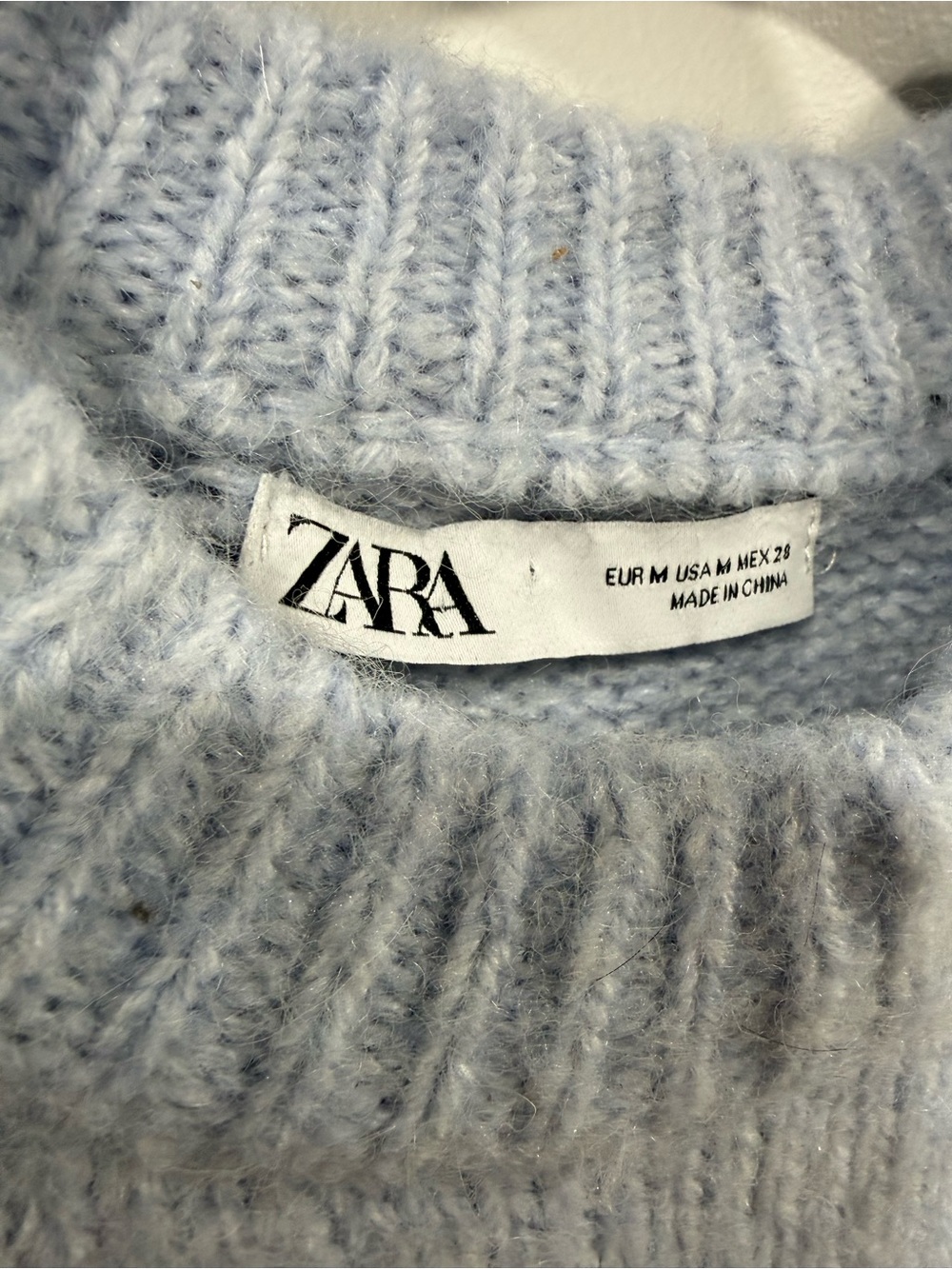 Zara Light Blue Soft Fuzzy Crewneck Sweater - Picture 3 of 4